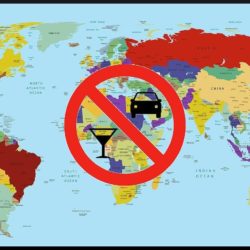 Out-of-Country DUI: World Map with No-Drinking-and-Driving Symbol